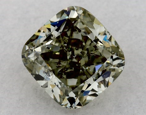 GIA 0.65 Carat Fancy Gray Yellowish Green-SI2 Cushion Modified Cut Diamond